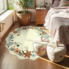 Lahome Floral Round Area Rugs, Washable Small Round Rug 3ft Non-Slip, Soft Boho - Image 3