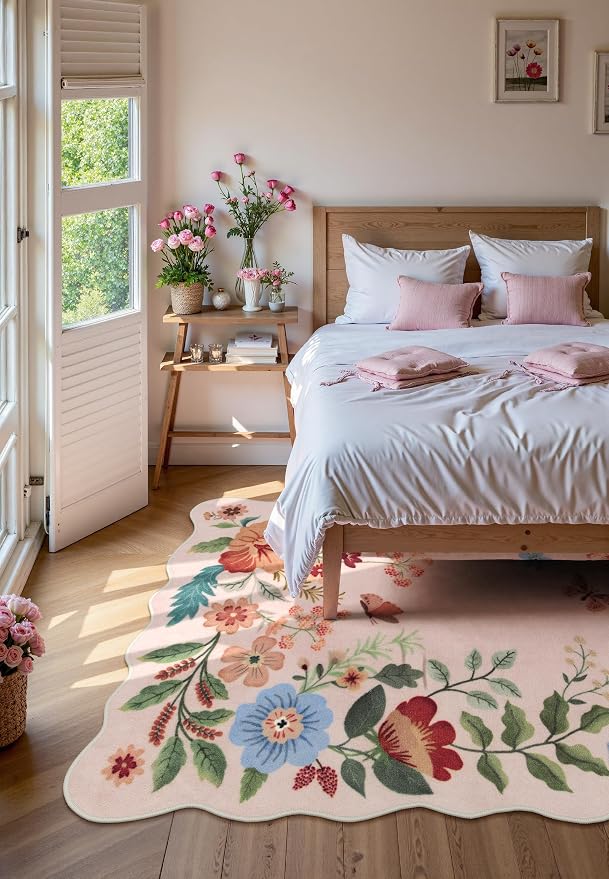 Lahome Floral Living Room Rugs, Light Pink - Image 3