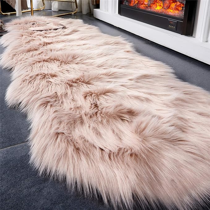 EasyJoy Ultra Soft Fluffy Shaggy Area Rug Faux Fur Rug Chair Cover Seat Pad - Image 4