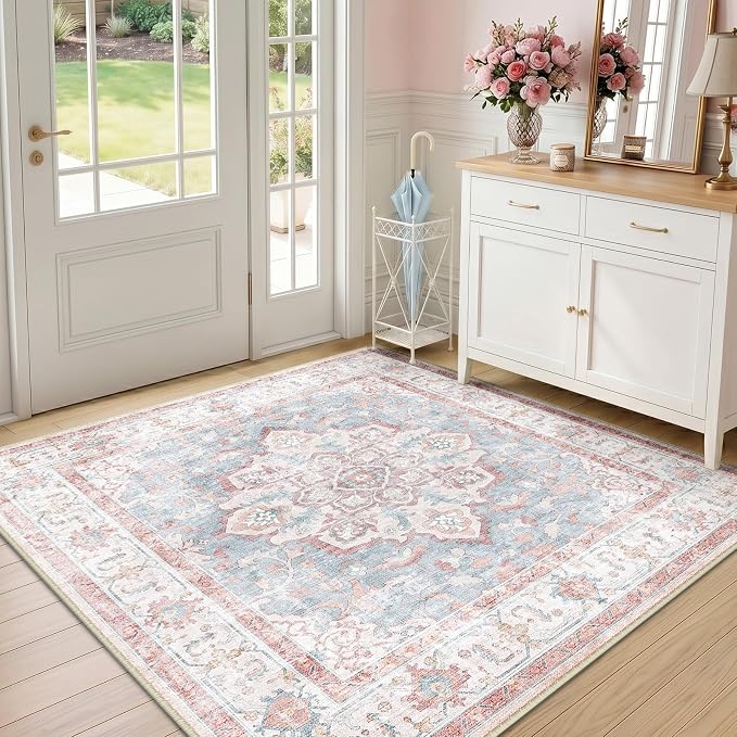 CAPALOCA Machine Washable Rugs Nursery Rug Sq4ft Cute Girl Non Slip Low Pile - Image 2