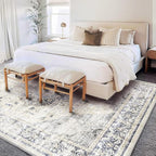 CHAMPLANT Washable Area Rug 8'x10' Floral Blue Boho Design Non-Shedding - Image 2