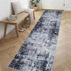 2.6'x14' Runner Rug Washable Rug: Modern Abstract Soft Thin Runner Rug Dark - Image 3