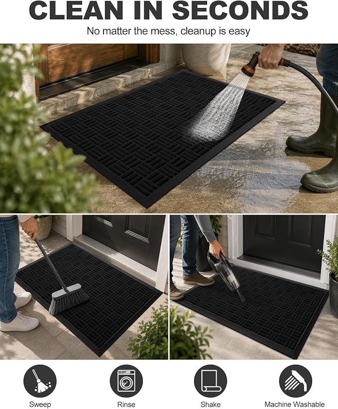 Mibao Front Door Mat Outdoor Entrance, Waterproof Dirt Trapper Doormat - Image 5