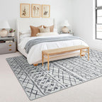KUTA Area Rug 5x7 Grey, Washable Boho Large Living Room Moroccan Rugs Non-Slip - Image 2