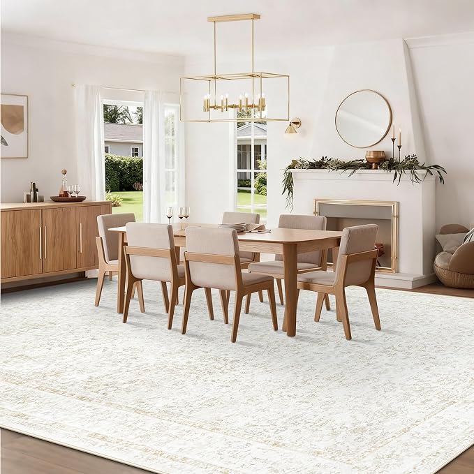 10x14 Area Rugs for Living Room: Washable Large Vintage Floral Rug Low Pile - Image 5