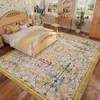 AMTOVO 5x7 Washable Area Rugs for Bedroom, Vintage Boho Floral Distressed Print by AMTOVO