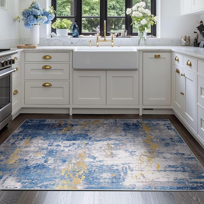 RELEANY Washable Area Rugs 4'x6' Non-Slip Modern Abstract Soft - Image 3