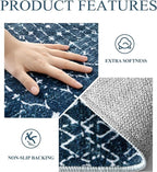 Lahome Moroccan Blue Area Rug 5x7 Machine Washable Non-Slip Throw Living Room - Image 5