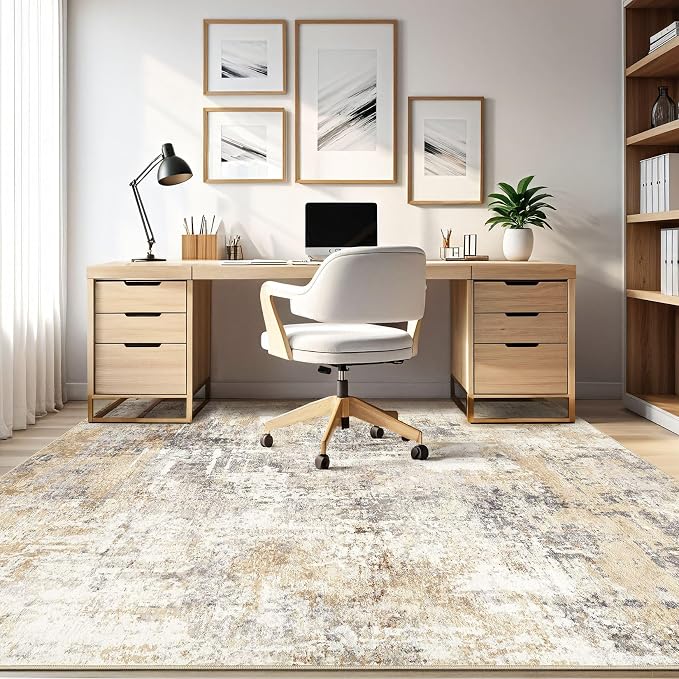Square Rug 7x7 Living Room: Large Washable Abstract Modern Soft Area Rug Stain - Image 8