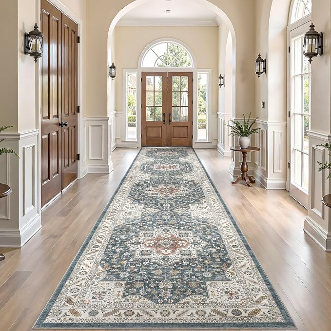 Vintage Hallway Runner Rug 3x12: Large Soft Washable Entryway by COTILED