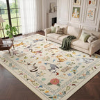 Unirea 9x12 Beige Cat Area Rug for Living Room, Large Soft Washable Kids Rug by UNIREA