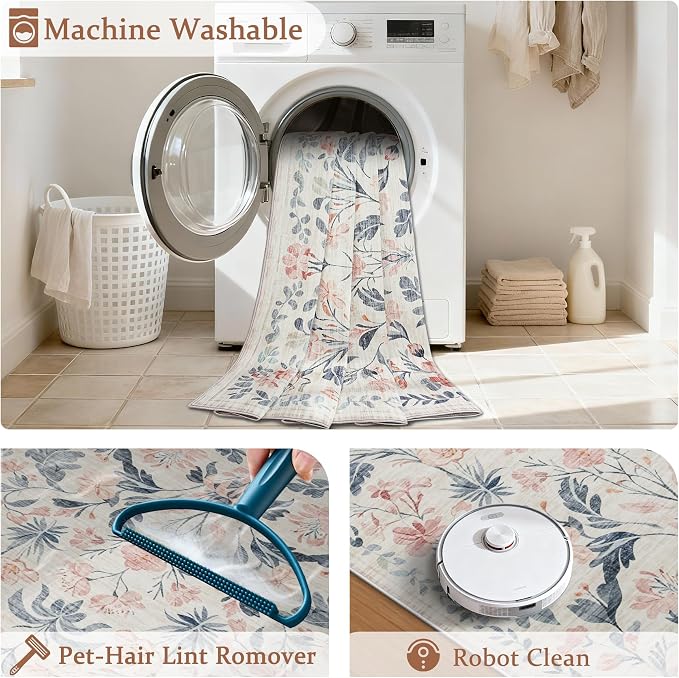 9x12 Area Rugs Washable Rug: Large Boho Living Room Rug Soft Non-Slip Low Pile - Image 5