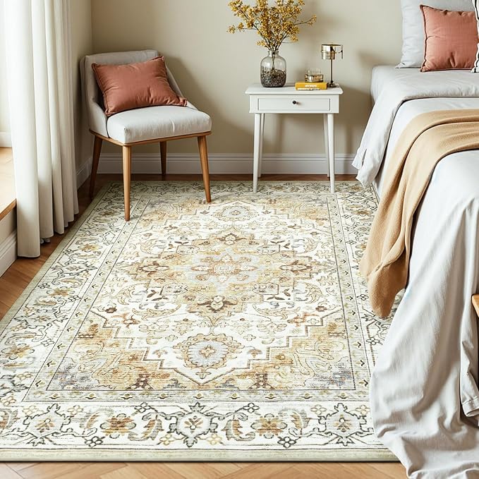 Lessymo 5x7 Area Rugs- Machine Washable Area Rugs, Super Soft Faux-Wool Area Rug - Image 2