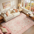 RELEANY Area Rugs 6'x9' Washable Non-Slip, Floral Vintage Distress Medallion by RELEANY