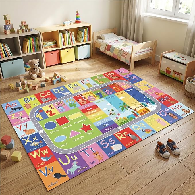 ABC Kids Rug, soft low-pile surface, non-slip backing, large size - Image 6