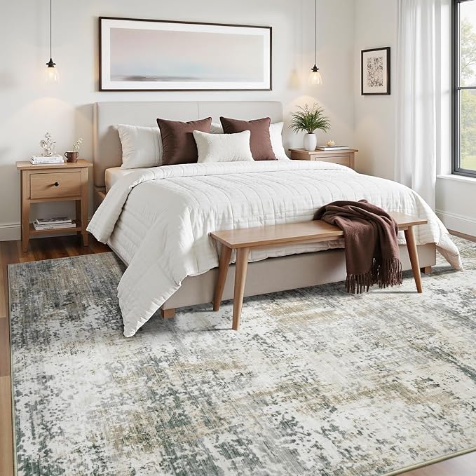 Area Rugs 9x12 Living Room, Large Soft Washable Abstract Neutral Bedroom Rug - Image 7