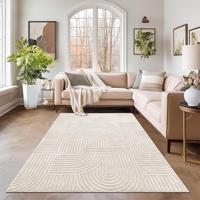 Pauwer 5x7 Washable Area Rugs for Living Room Modern Beige Solid Color Soft - Image 7