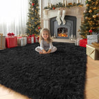 Amdrebio Black Fluffy Large Living Room Rugs, 6x9 Rug, Furry Area Rug - Image 9