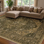 RELEANY Area Rugs 8'x10' Washable Non-Slip, Floral Vintage Distress Medallion by RELEANY