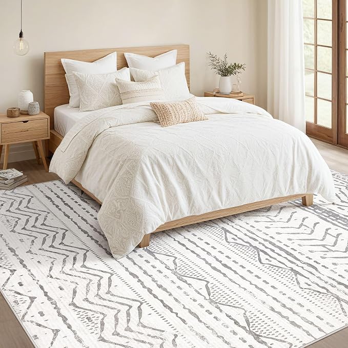 Nakagishi Area Rugs 9x12 Living Room: Washable Boho Large Neutral Modern Soft - Image 5