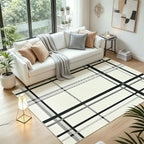 Terrug Plaid Area Rug for Bedroom, Soft Low Pile Stain Resistance Abstract - Image 2