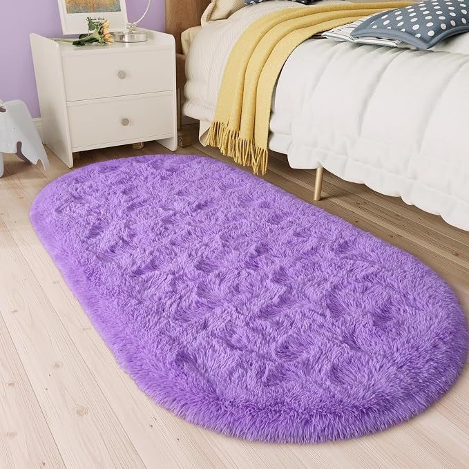 LOCHAS Bedroom Rug 2.6' x 5.3', Soft Oval Throw Rugs Carpet - Image 5