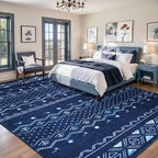 SERISSA 9x12 Area Rugs for Living Room, Washable Non-Slip Blue and White Boho - Image 2