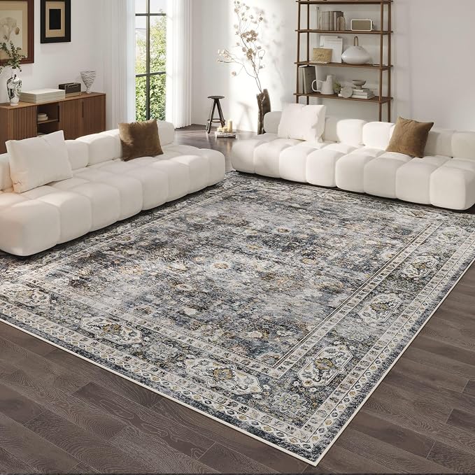 Rugcomf 8x10 Rug Washable Boho Soft Large Area Rug Non-Slip Faux Wool Vintage - Image 7