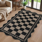 Checkered Easy Jute 3x5 Outdoor Patio Rug, Washable Rugs by LORWER