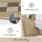 LIVEBOX Scalloped Easy Jute Checkered 3x5 Outdoor Rug, Washable Non-Slip Tan - Image 7