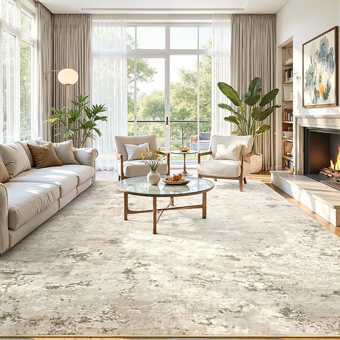 Toneed Abstract Area Rug Modern Washable Rug Soft Non Slip Rug Low Pile - Image 3
