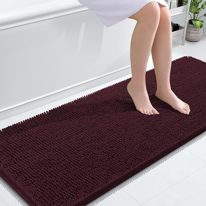 OLANLY Bathroom Runner Rugs 59x24, Soft Absorbent Chenille Bath Rugs, Rubber by OLANLY