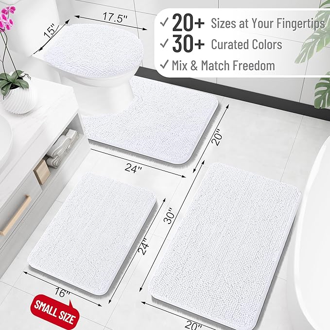 OLANLY Toilet Rugs U-Shaped 24x24, Extra Soft Absorbent Chenille Contour - Image 2