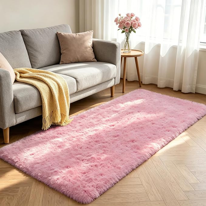 Shag Runner Rug for Bedroom Living Room 2x6 Upgrade Non-Slip Fluffy Soft - Image 2