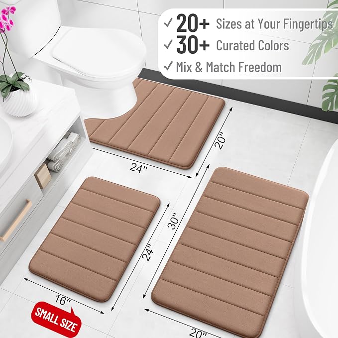 OLANLY Memory Foam Bath Mat 30x20, Super Soft Absorbent Bathroom Rugs, Quick Dry - Image 2