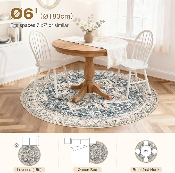 Tortania 6' Round Area Rug Living Room Rugs - Image 9