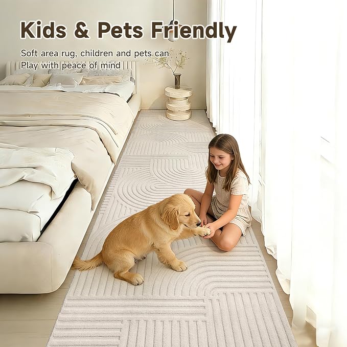 Pauwer 3x12 Washable Area Rugs for Living Room Modern Beige Solid Color Soft - Image 7