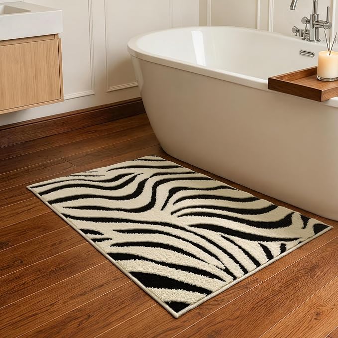 YIHOUSE 2×3 Ft Entryway Rugs: Washable Zebra Striped Small Rug - Image 3