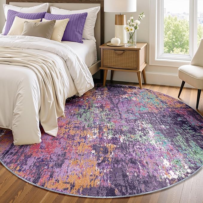 RELEANY Washable Area Rugs 6ft Non-Slip Modern Abstract Soft by RELEANY