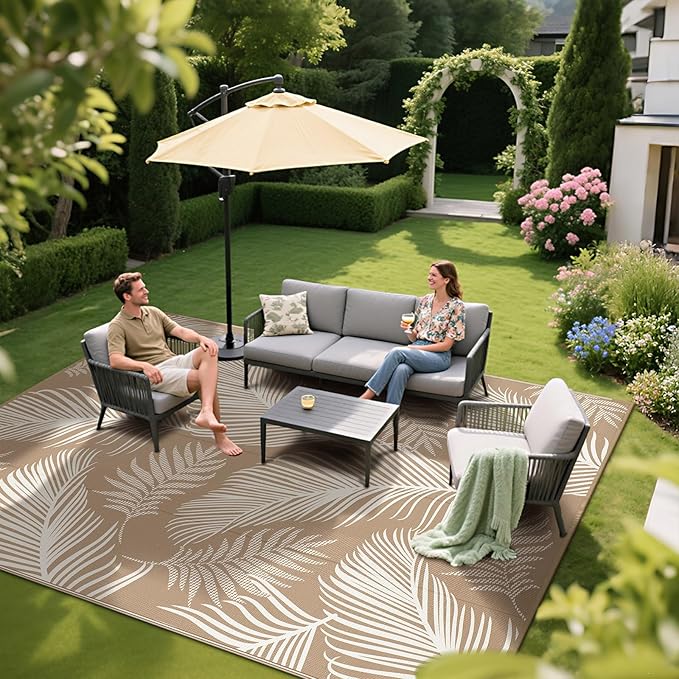 Pauwer Waterproof Outdoor Rug 8x10, Reversible Plastic Straw Patio Camping Rug - Image 6