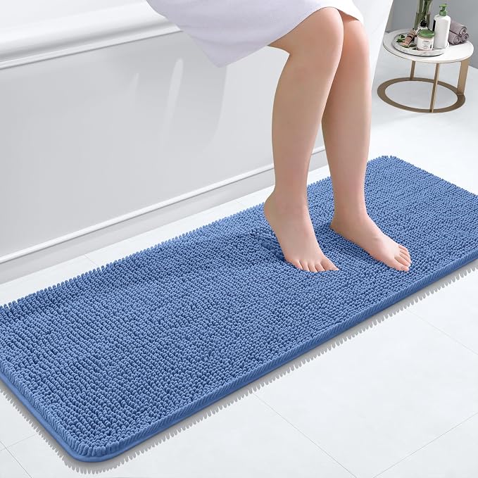 OLANLY Bathroom Runner Rugs 47x17, Soft Absorbent Chenille Bath Rugs, Rubber by OLANLY