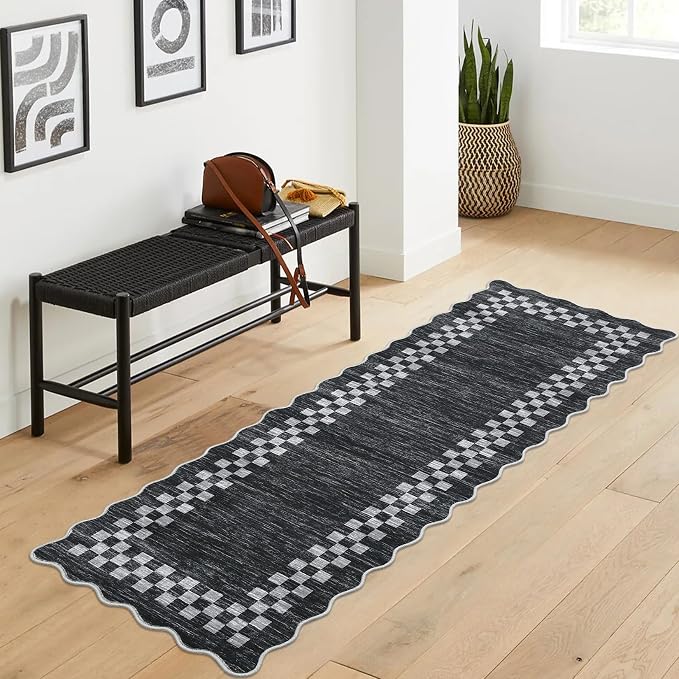 Washable Runner Rug 2x10 Modern Bordered Hallway Runner Rug Non Slip Kitchen by GarveeHome