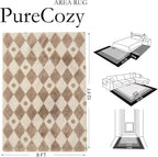 PureCozy Brown 9x12 Area Rug for Living Room Washable Non Slip Neutral Soft - Image 2