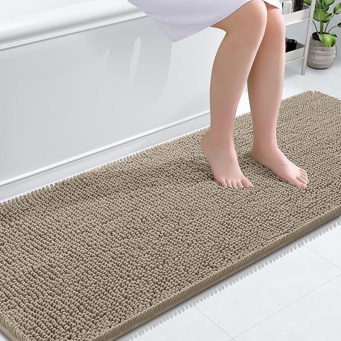 OLANLY Bathroom Runner Rugs 70x24, Soft Absorbent Chenille Bath Rugs, Rubber by OLANLY