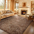 Ophanie 8x10 Brown and White Diamond Striped Rugs by Ophanie