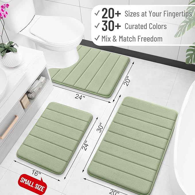 OLANLY Memory Foam Bath Mat 34x21, Super Soft Absorbent Bathroom Rugs, Quick Dry - Image 2