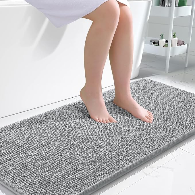 OLANLY Bathroom Runner Rugs 47x24, Soft Absorbent Chenille Bath Rugs, Rubber by OLANLY