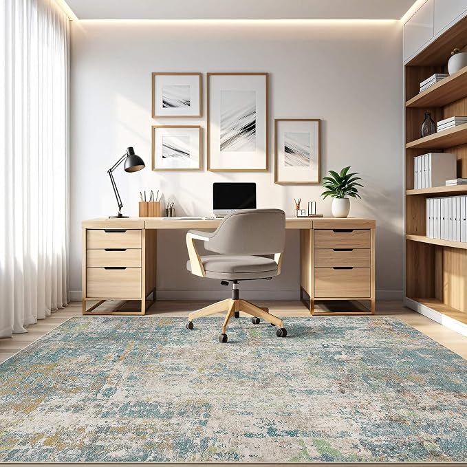 6x9 Area Rugs Living Room: Washable Large Abstract Neutral Modern Soft Rugs - Image 8
