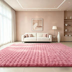 Dusty Rose Rabbit Plush Rug 8'x10', Fluffy Faux Fur Shaggy Area Rug - Image 3