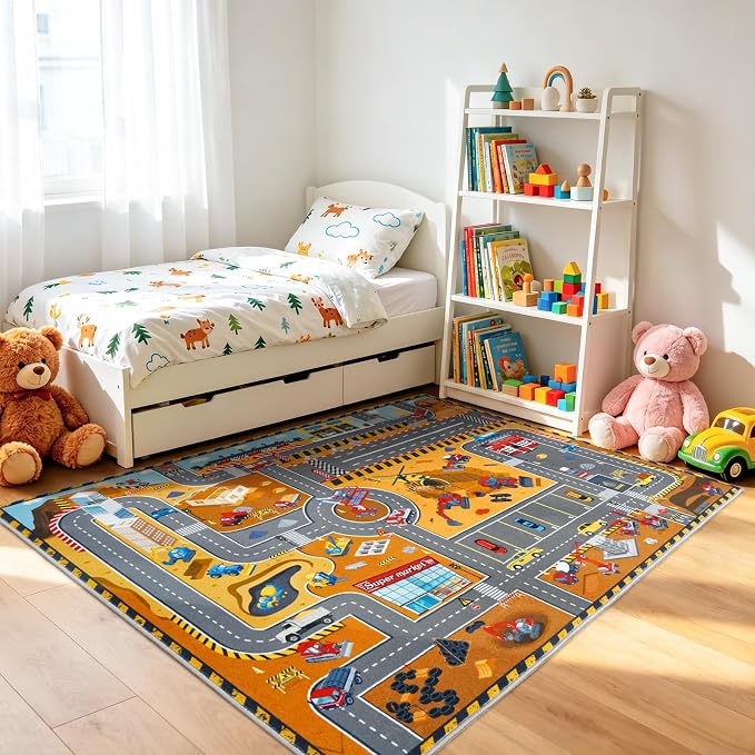 Kids Playroom Rug 3x4 Ft, Washable Car Rugs Play Mat, Non-Slip Soft Learning - Image 5